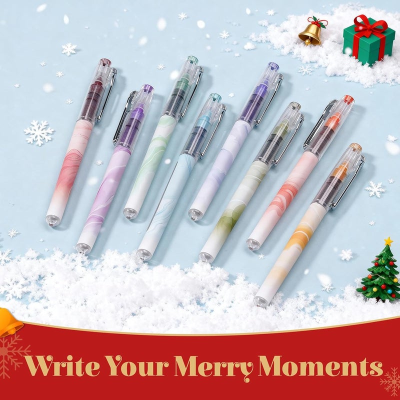 WRITECH Liquid Ink Rollerball Pens: Multi Colored 0.5mm Extra Fine Point Tip Rolling Roller Ball Pen 8ct Assorted Colors for Journaling Smooth Writing Note Taking No Bleed & Smudge & Smear - Image 2